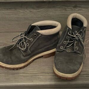Timberland Gray Nubuck Chukka-Style Hiking Shoes with Tan Collar